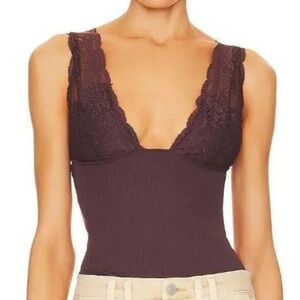 Free People Plum Lace Bodysuit